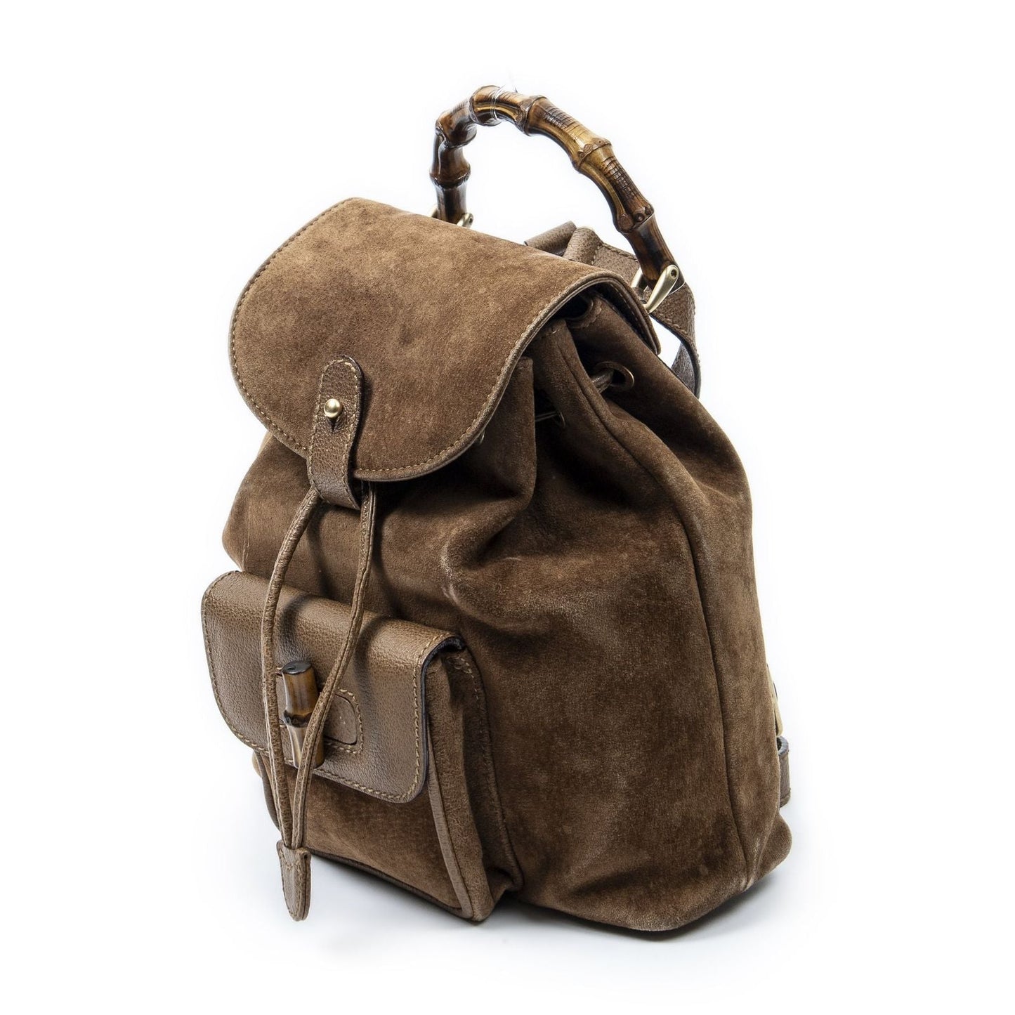 Gucci Mini Bamboo Backpack Brown Suede Leather