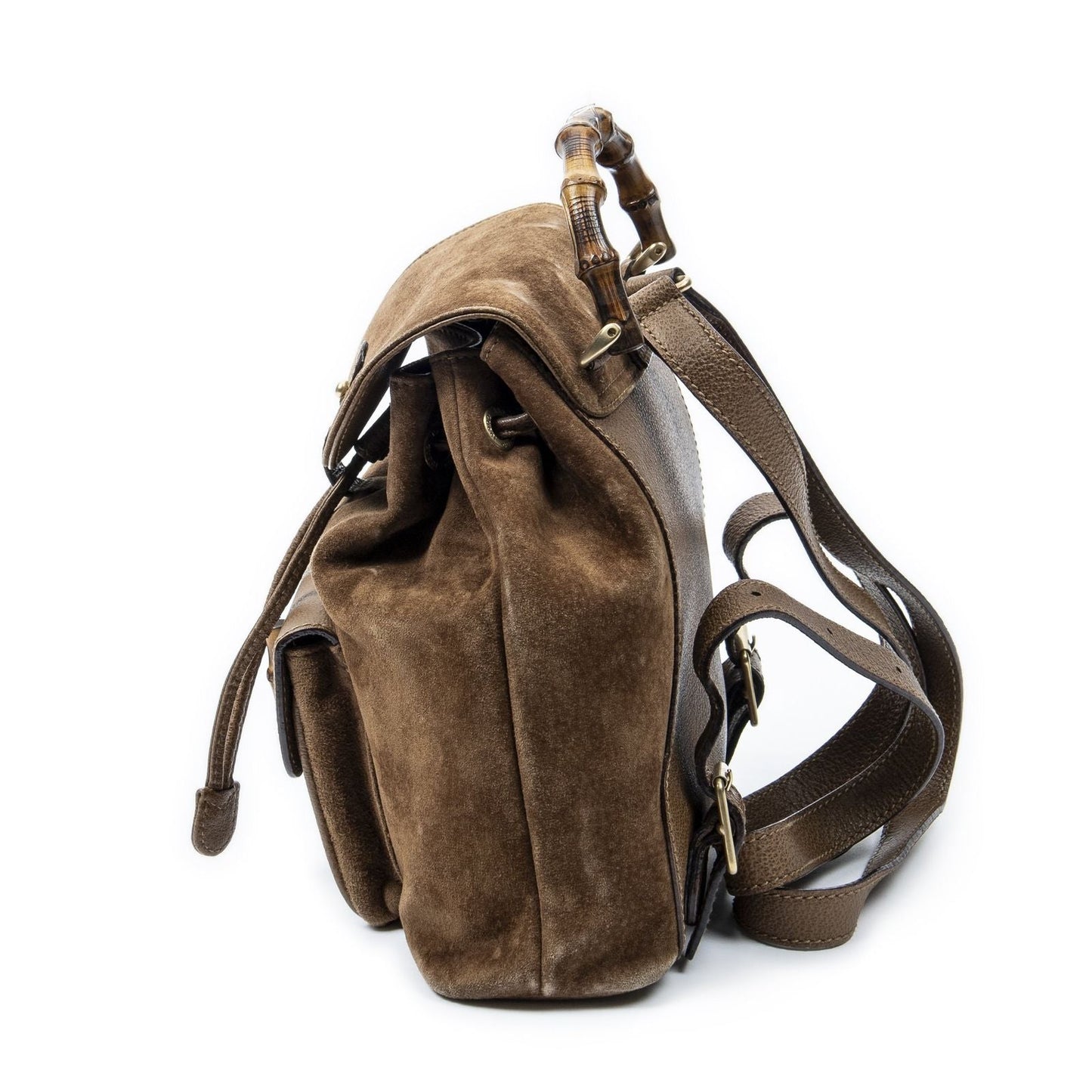 Gucci Mini Bamboo Backpack Brown Suede Leather