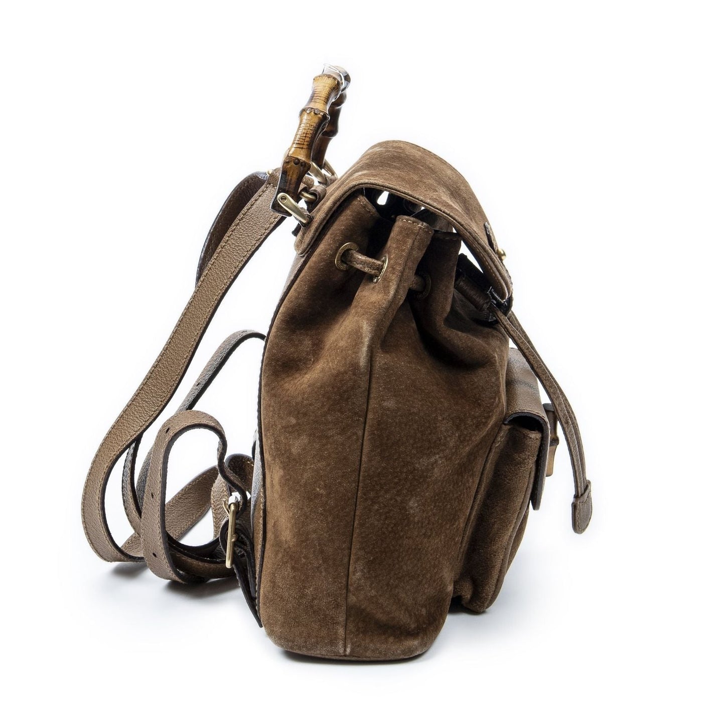 Gucci Mini Bamboo Backpack Brown Suede Leather