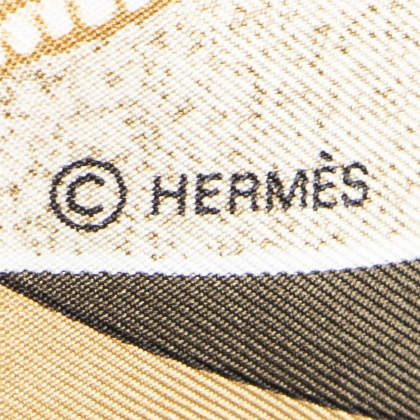 Hermes Scarf Brown Beige Silk