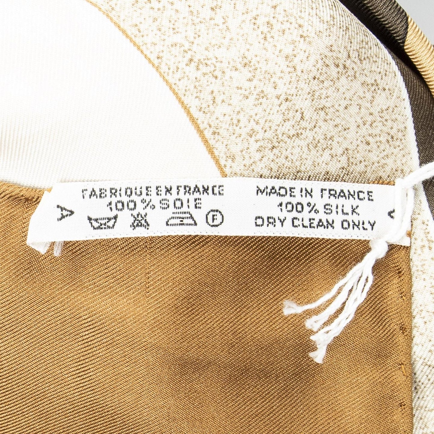 Hermes Scarf Brown Beige Silk