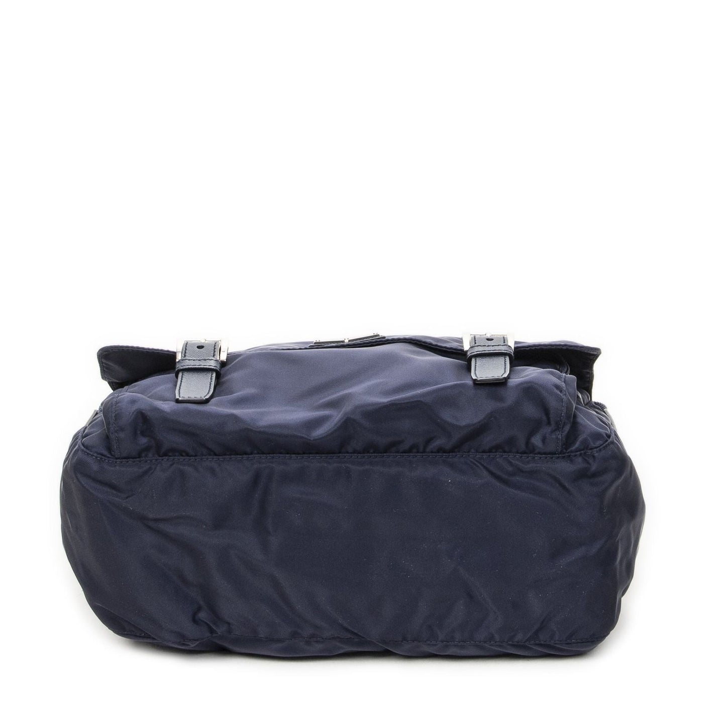 Prada Double Buckle Flap Messenger Bag Navy Nylon Canvas