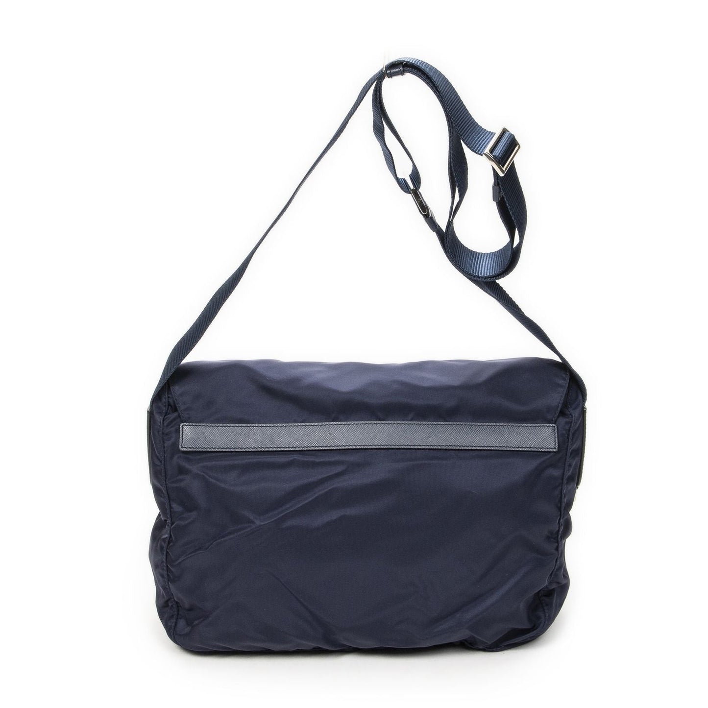 Prada Double Buckle Flap Messenger Bag Navy Nylon Canvas