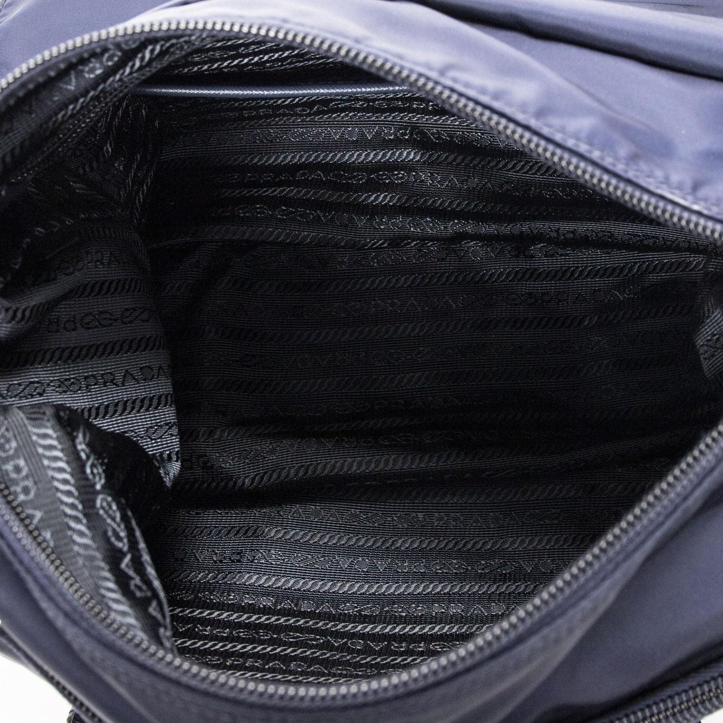 Prada Double Buckle Flap Messenger Bag Navy Nylon Canvas