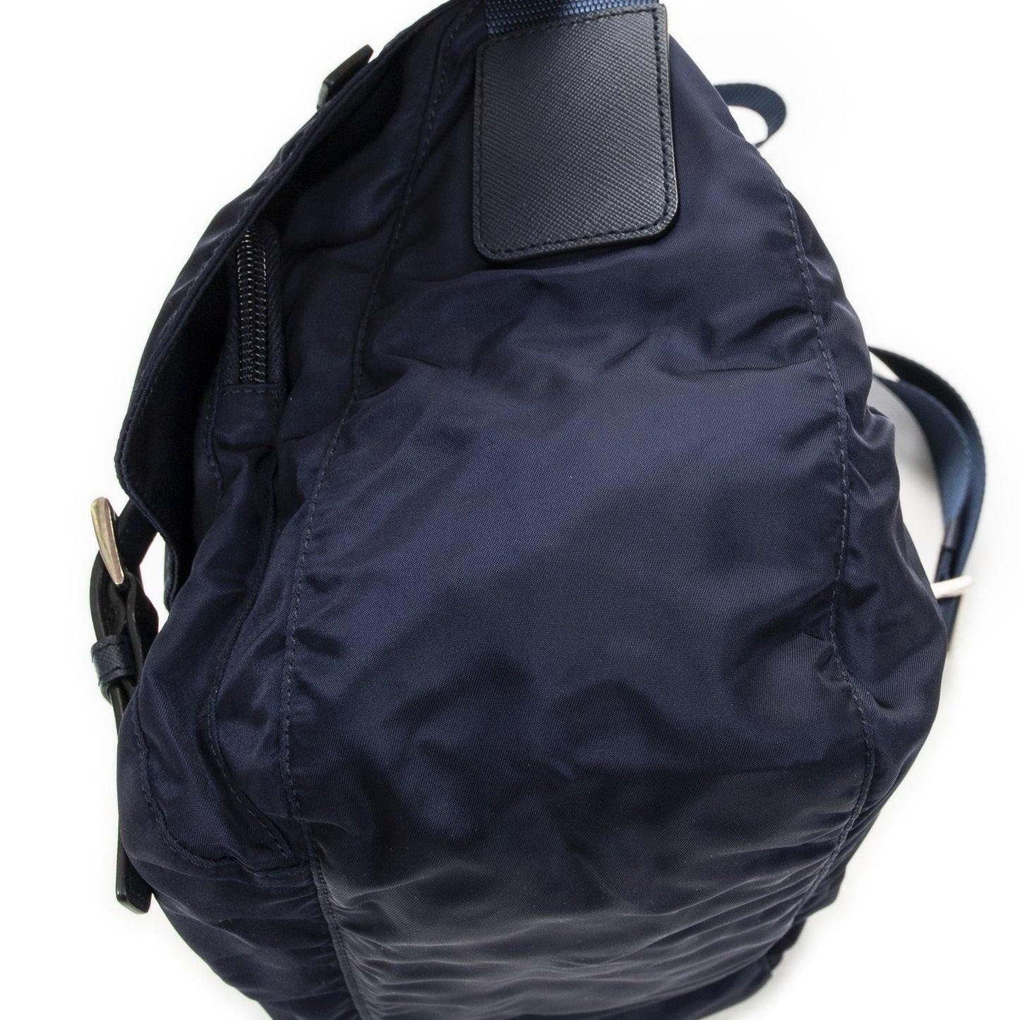 Prada Double Buckle Flap Messenger Bag Navy Nylon Canvas
