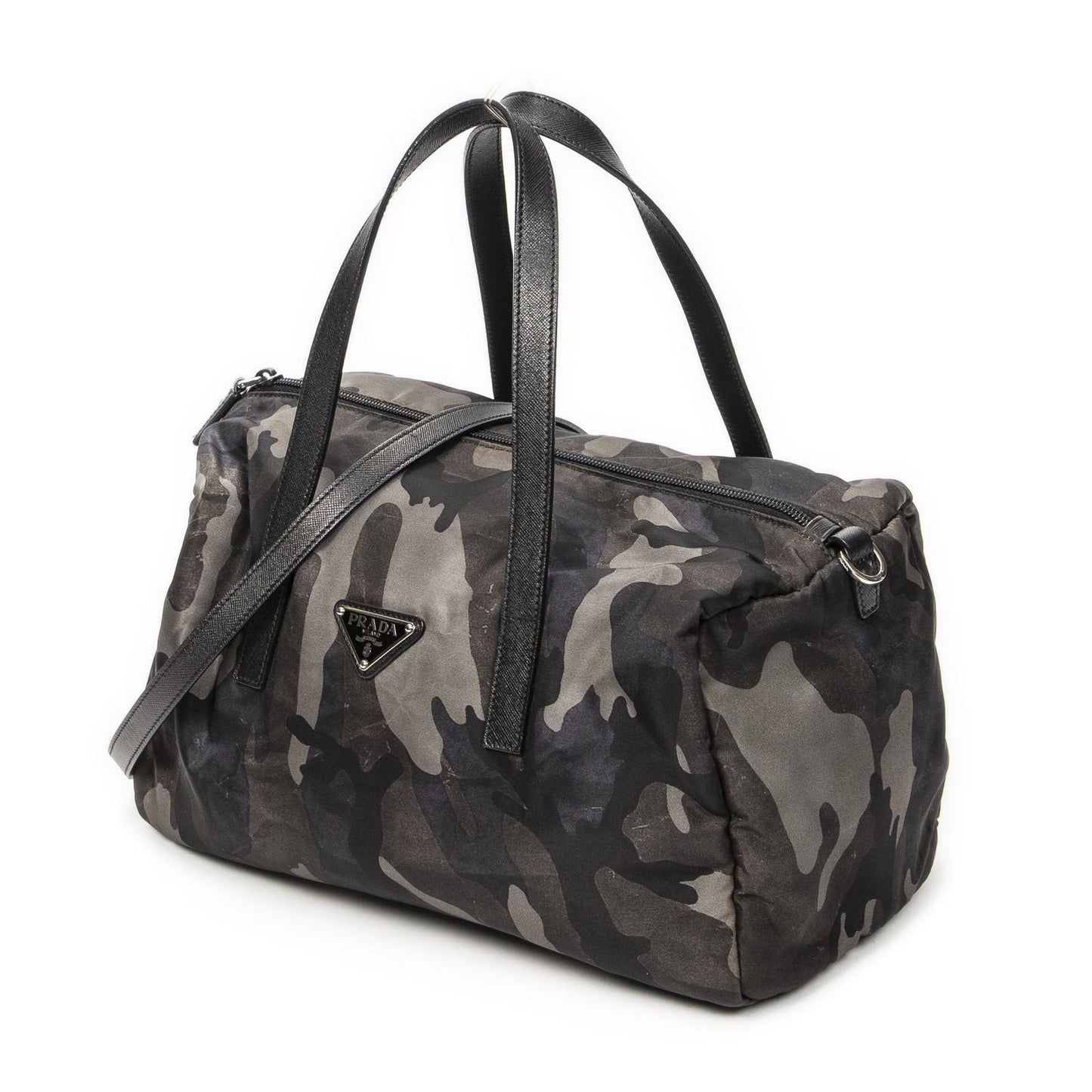Prada Convertible Camouflage Boston Bag Green Black Nylon