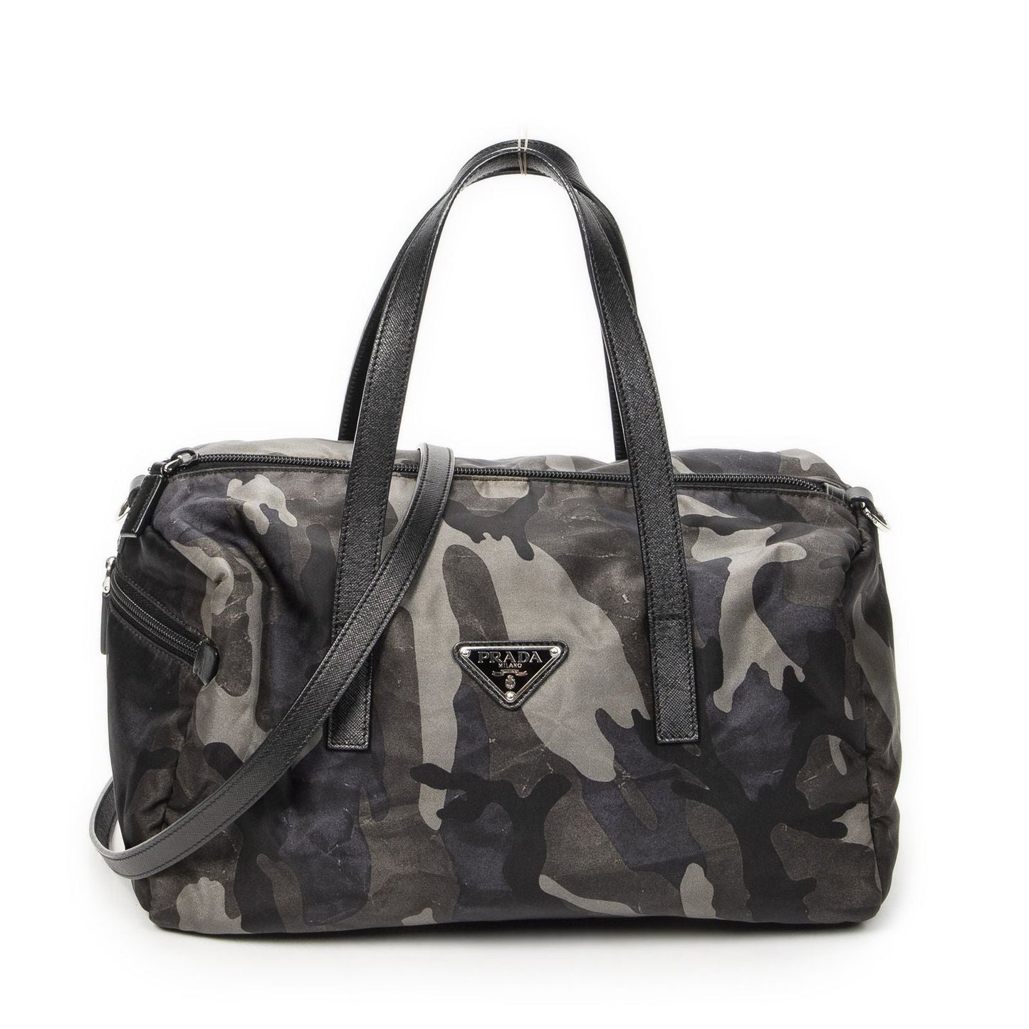 Prada Convertible Camouflage Boston Bag Green Black Nylon