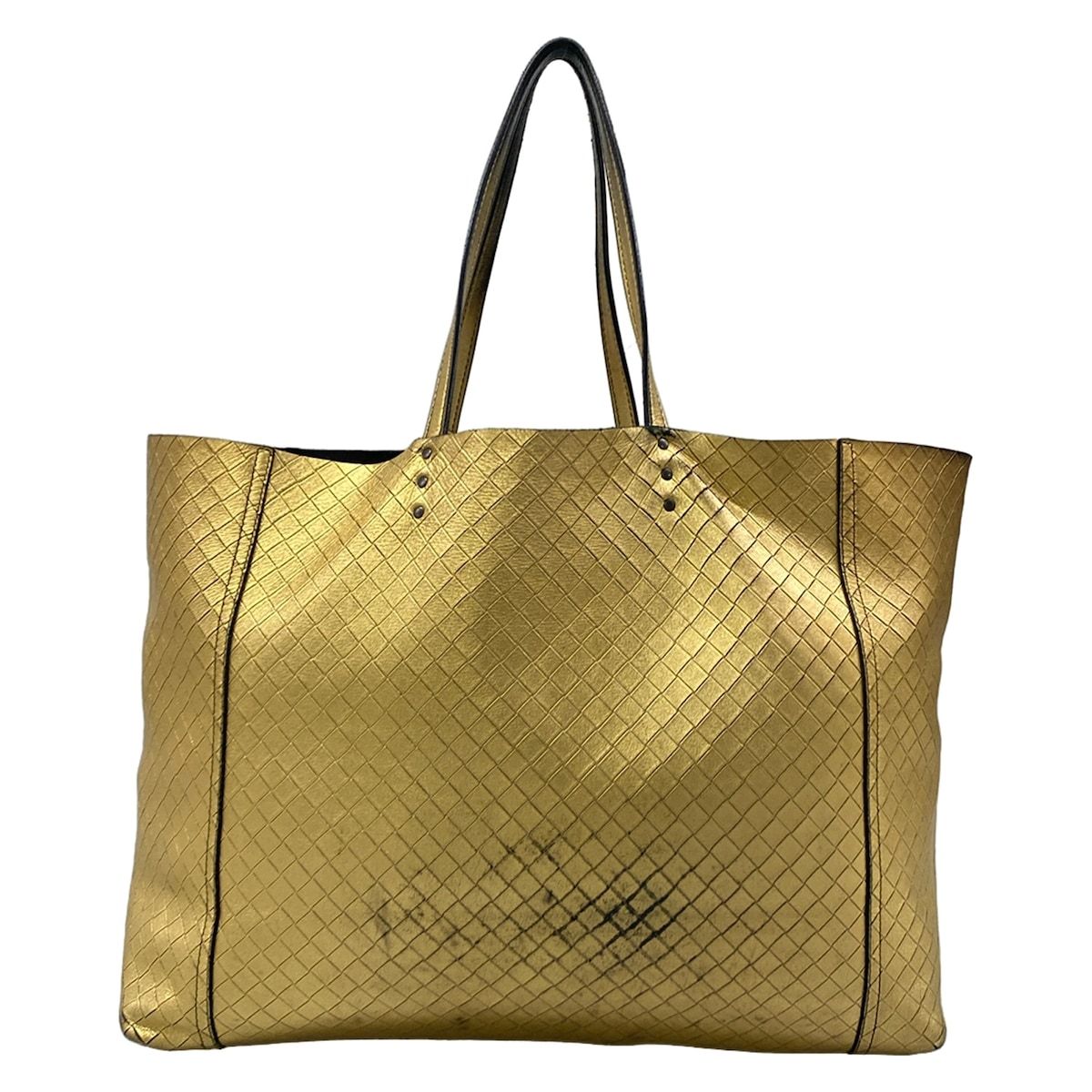 Bottega Veneta Tote Intrecio Mirror Ju Gold Leather