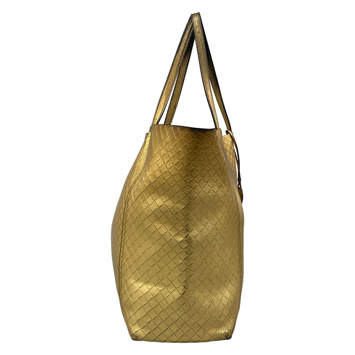 Bottega Veneta Tote Intrecio Mirror Ju Gold Leather