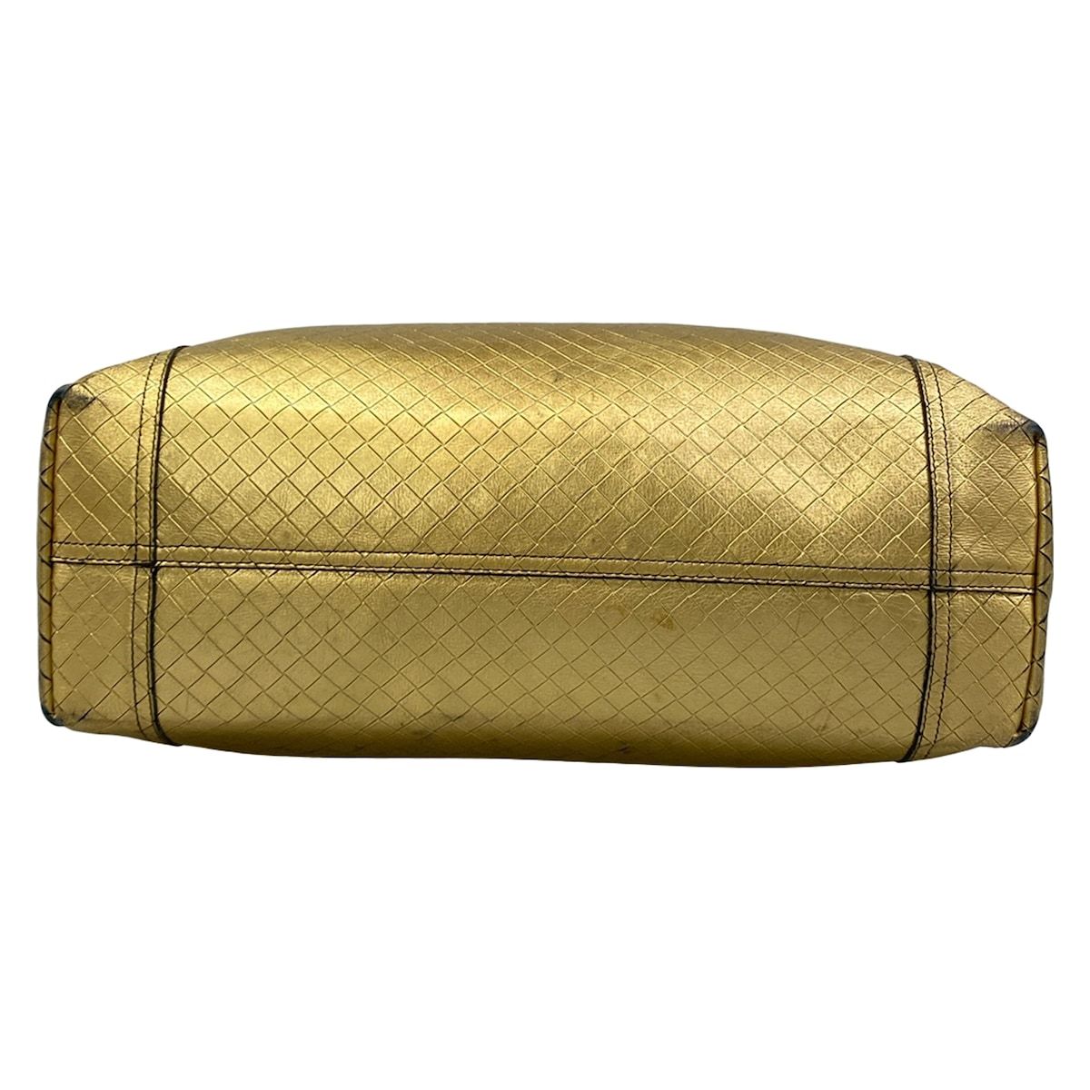 Bottega Veneta Tote Intrecio Mirror Ju Gold Leather