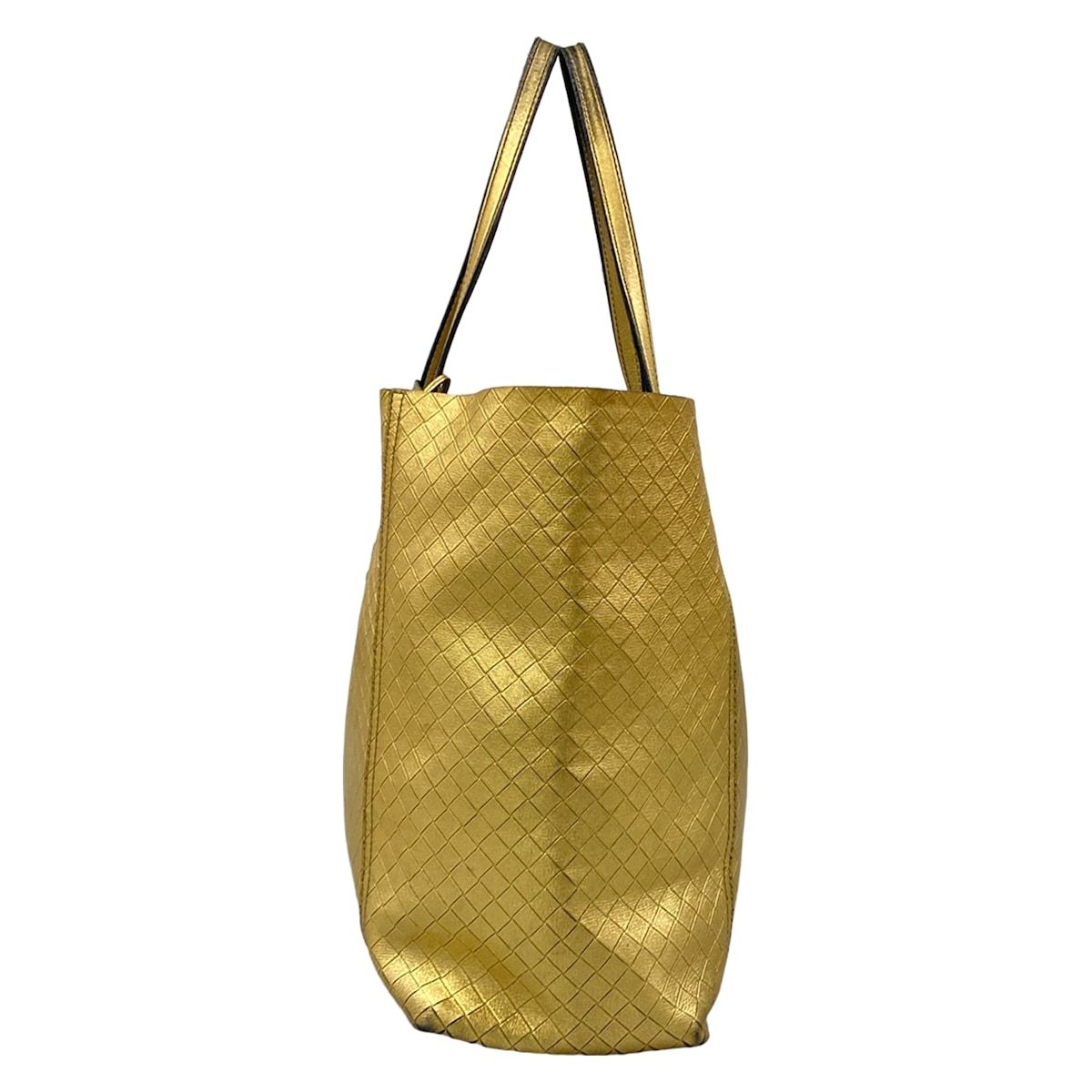 Bottega Veneta Tote Intrecio Mirror Ju Gold Leather