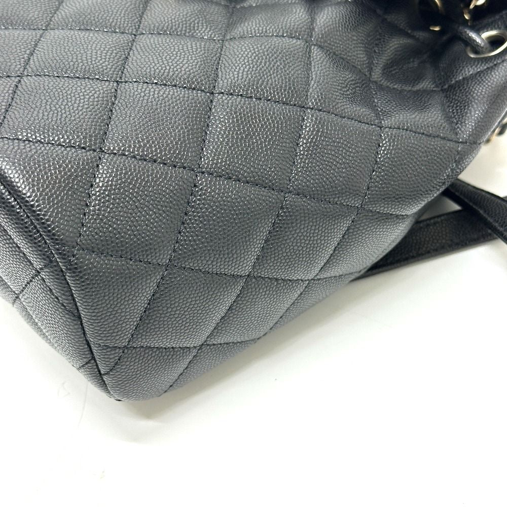 Chanel Backpack Quilted CC Logo Caviar Leather Black