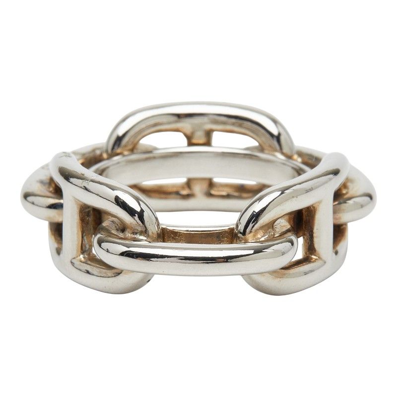 Hermes Chaine D'ancre Scarf Ring Silver Metal