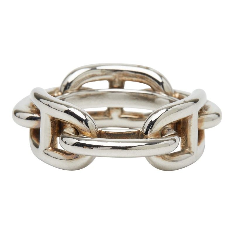 Hermes Chaine D'ancre Scarf Ring Silver Metal