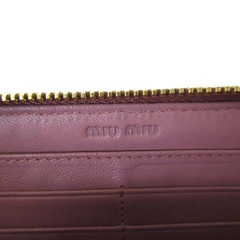 Miu Miu Miu Wallet Matelasse L-shaped Zipper Leather Dusty Pink Dull