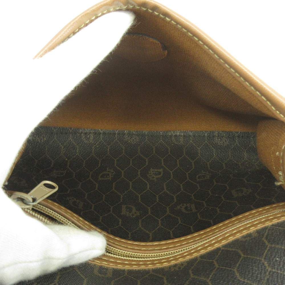 Dior Shoulder Bag Leather Honeycomb Pattern All Over Logo Black Brown