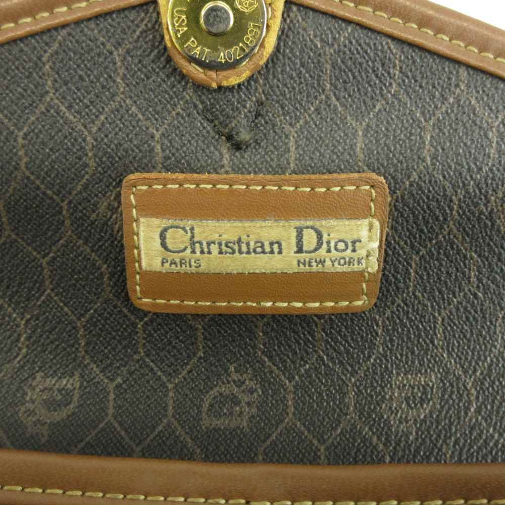 Dior Shoulder Bag Leather Honeycomb Pattern All Over Logo Black Brown
