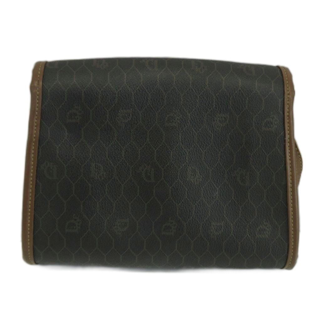 Dior Shoulder Bag Leather Honeycomb Pattern All Over Logo Black Brown