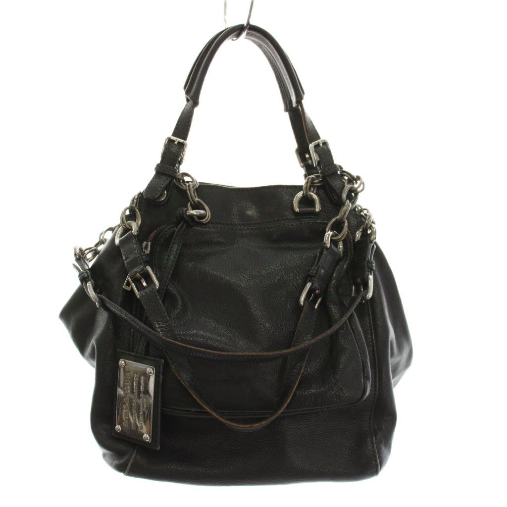 Dolce & Gabbana Shoulder Bag Leather Lining Leopard Print Black YM