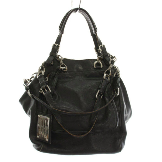 Dolce & Gabbana Shoulder Bag Leather Lining Leopard Print Black YM