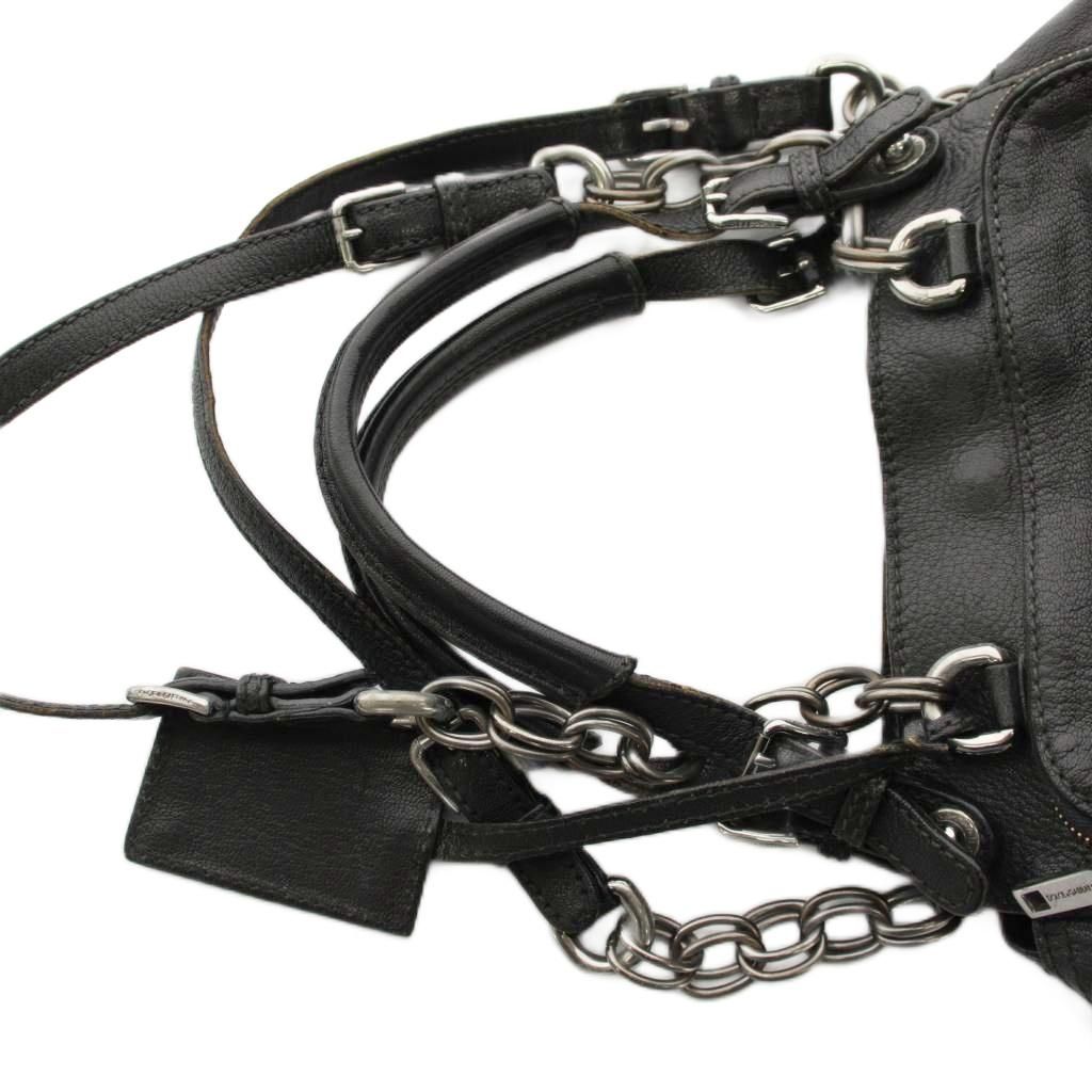 Dolce & Gabbana Shoulder Bag Leather Lining Leopard Print Black YM