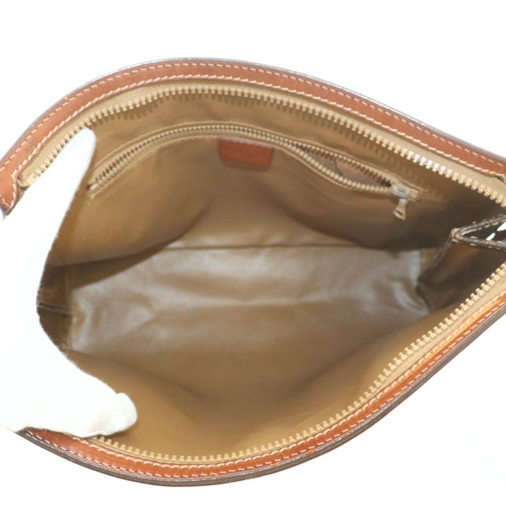 Celine Clutch Leather Macadam Pattern Brown