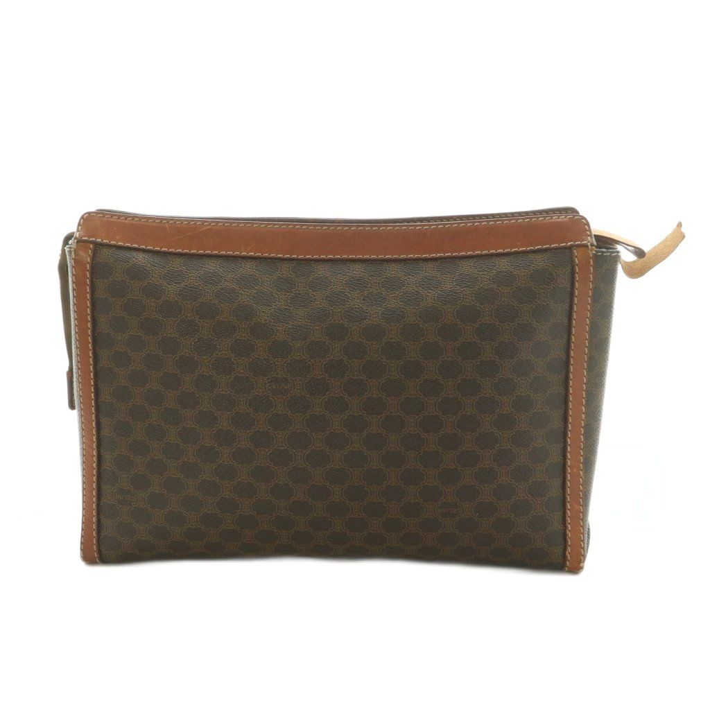Celine Clutch Leather Macadam Pattern Brown
