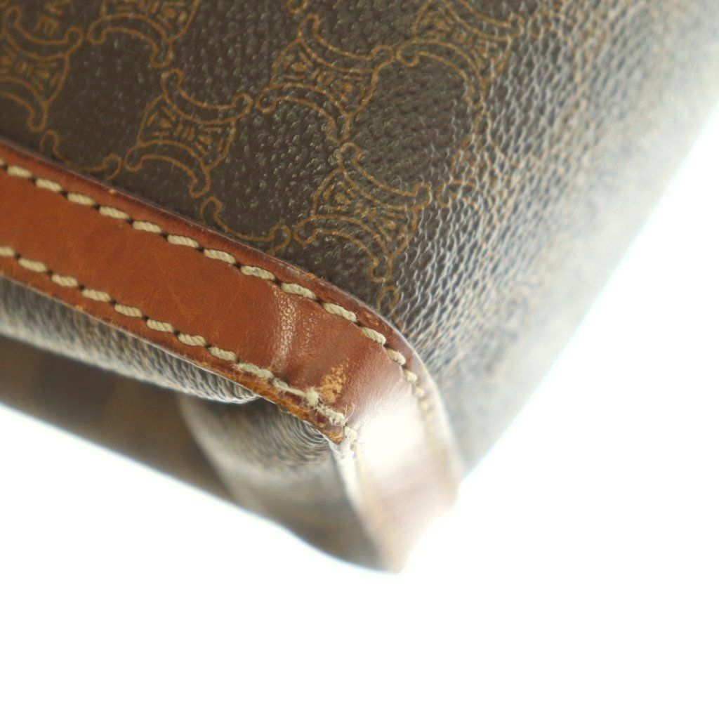 Celine Clutch Leather Macadam Pattern Brown