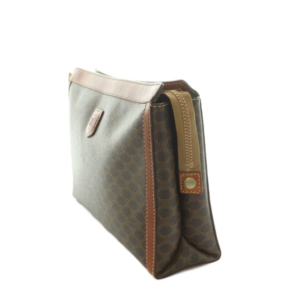 Celine Clutch Leather Macadam Pattern Brown