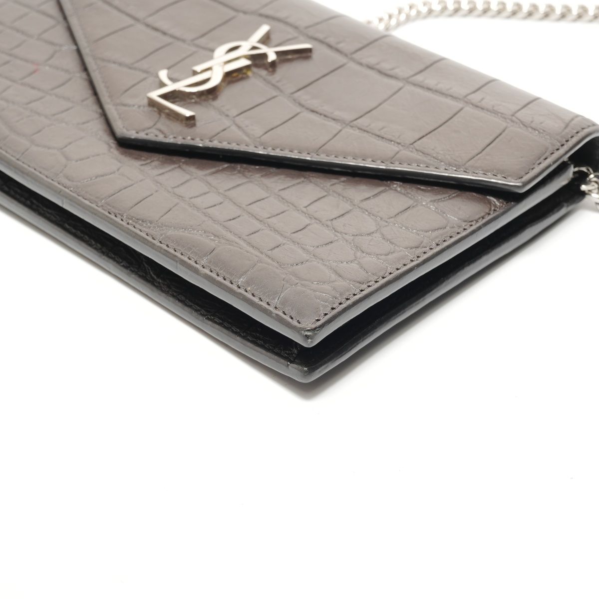 Saint Laurent Yves Shoulder Bag Chain Wallet Croco