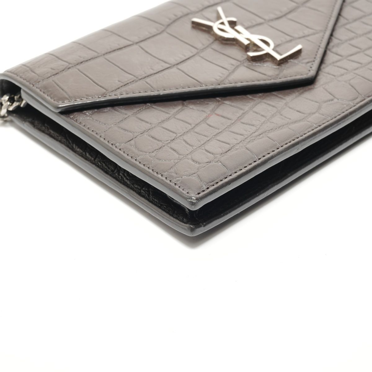 Saint Laurent Yves Shoulder Bag Chain Wallet Croco