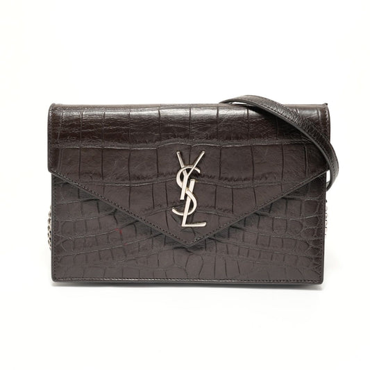 Saint Laurent Yves Shoulder Bag Chain Wallet Croco