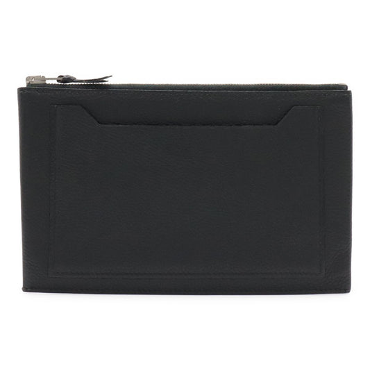 Hermes Clarice GM Pouch Case Coin Purse Leather Black Silver