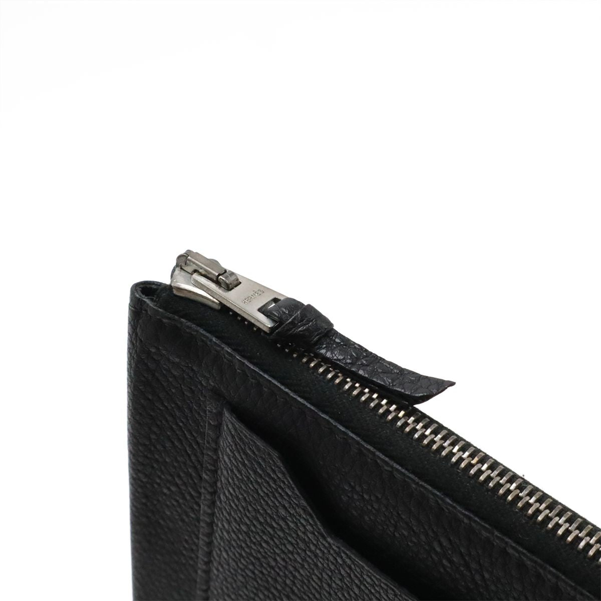 Hermes Clarice GM Pouch Case Coin Purse Leather Black Silver