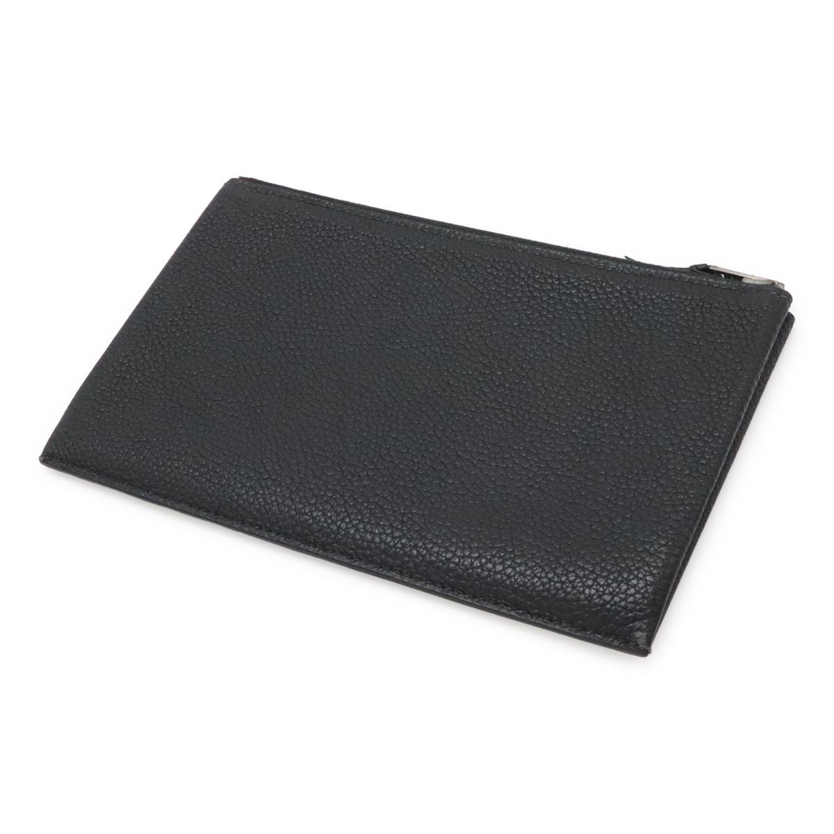Hermes Clarice GM Pouch Case Coin Purse Leather Black Silver