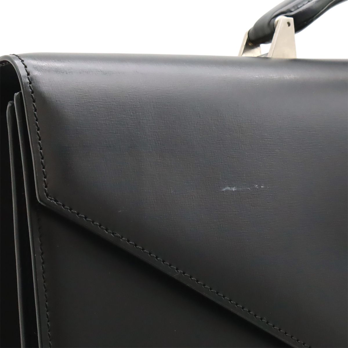 Loewe Anagram Diplomatico Briefcase Business Document Purse Leather Black Silver