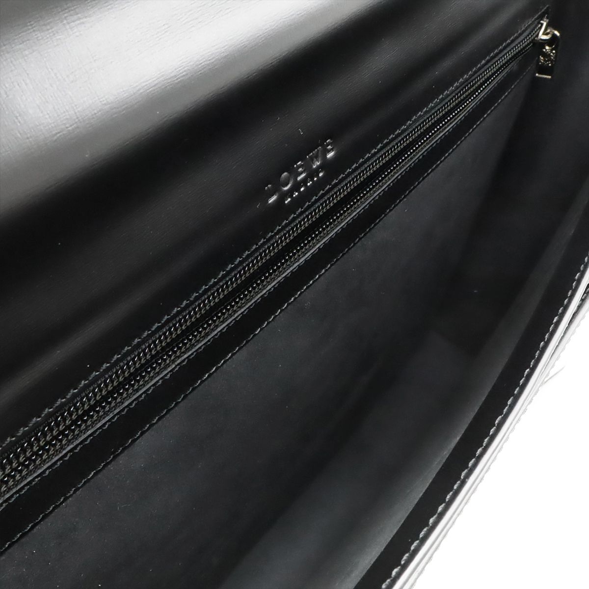 Loewe Anagram Diplomatico Briefcase Business Document Purse Leather Black Silver