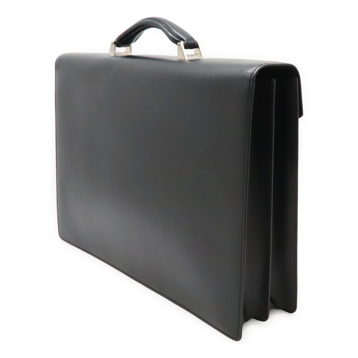 Loewe Anagram Diplomatico Briefcase Business Document Purse Leather Black Silver