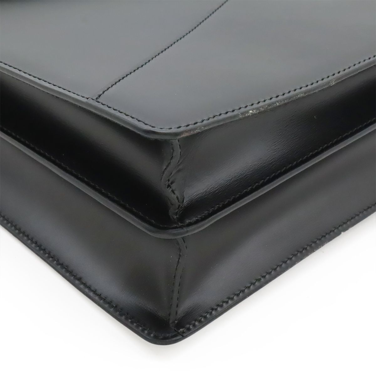Loewe Anagram Diplomatico Briefcase Business Document Purse Leather Black Silver