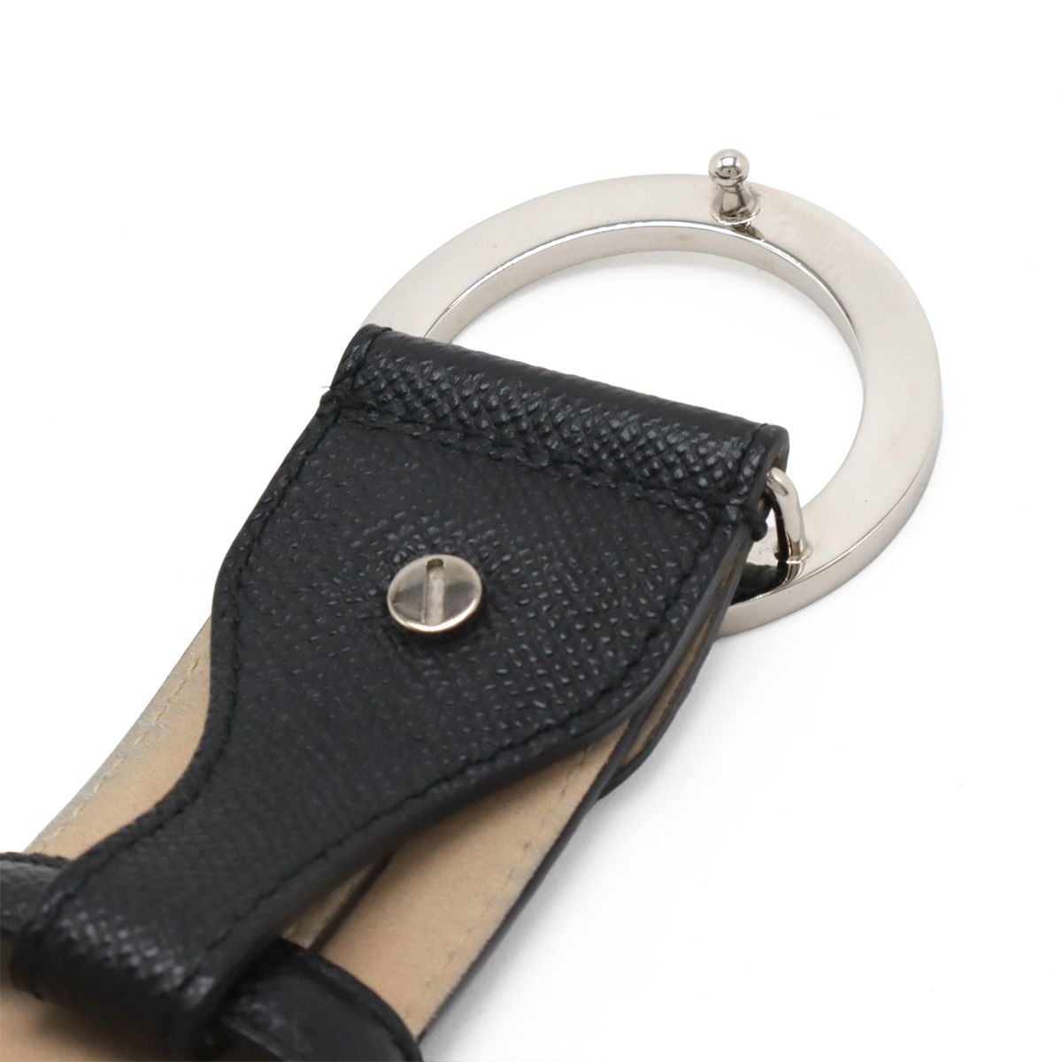 Bvlgari Belt Round Logo Buckle Gray Leather Black Silver 110 Actual 87.5 cm Cut