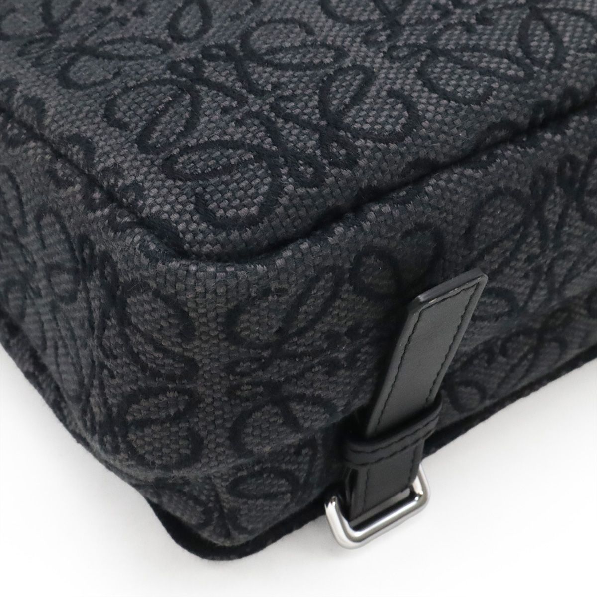 Loewe Repeat Anagram Military Messenger Bag XS Crossbody Canvas Black Silver