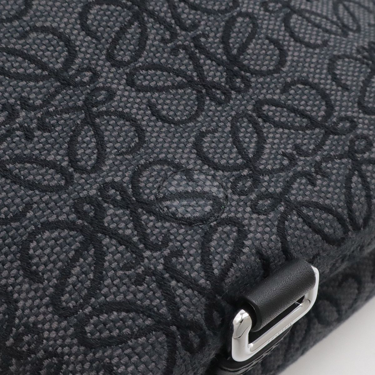 Loewe Repeat Anagram Military Messenger Bag XS Crossbody Canvas Black Silver