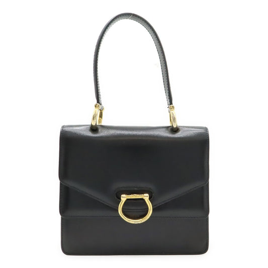 Celine Ganchini Double Flap Handbag Leather Black Gold