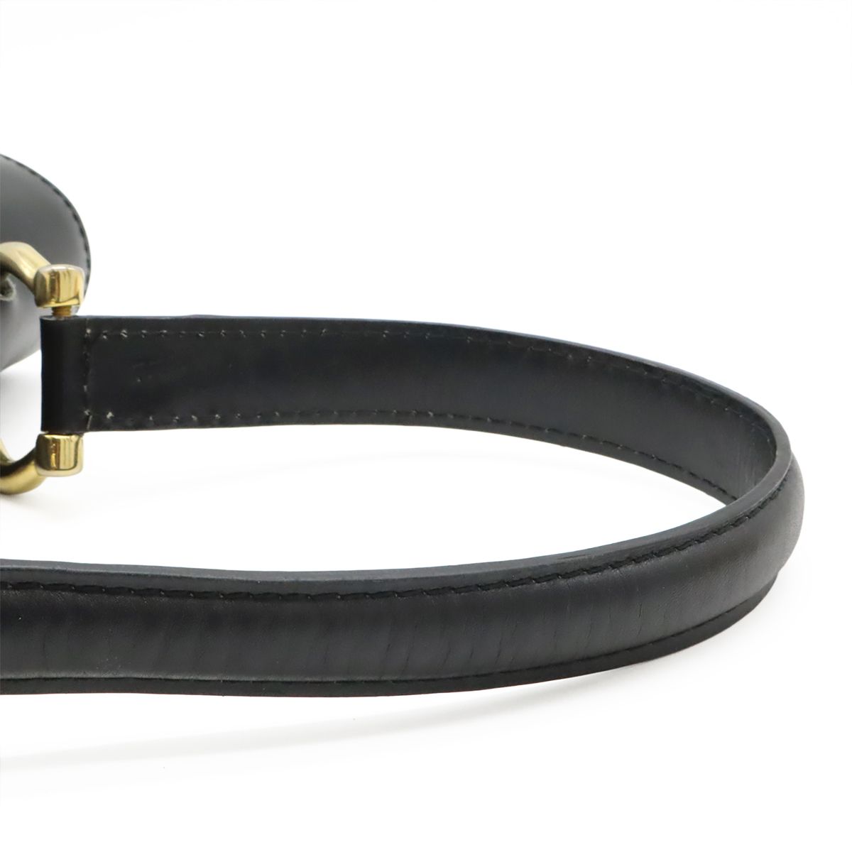 Celine Ganchini Double Flap Handbag Leather Black Gold