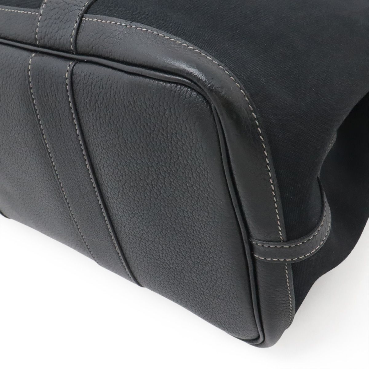 Hermes Garden Party PM Tote Toile Officier Canvas Black Silver