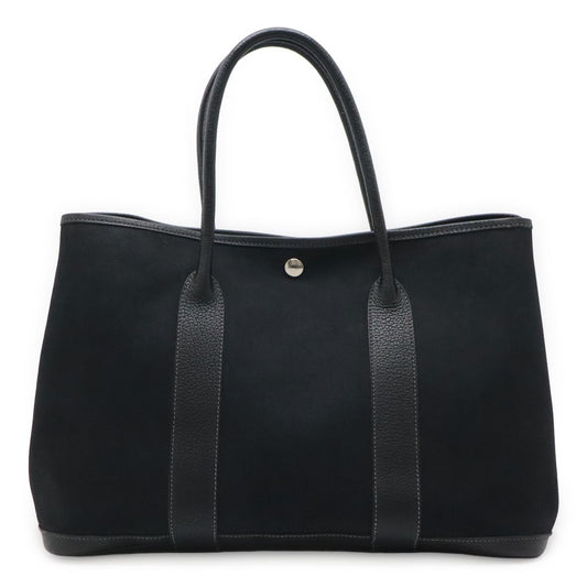 Hermes Garden Party PM Tote Toile Officier Canvas Black Silver