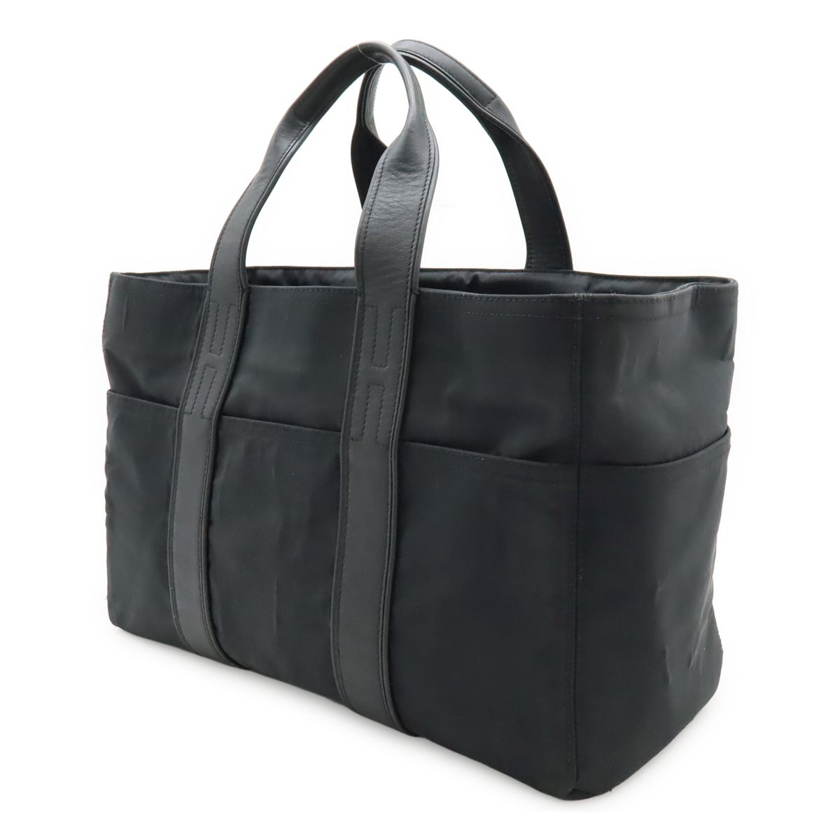 Hermes Acapulco MM Tote Nylon Leather Black