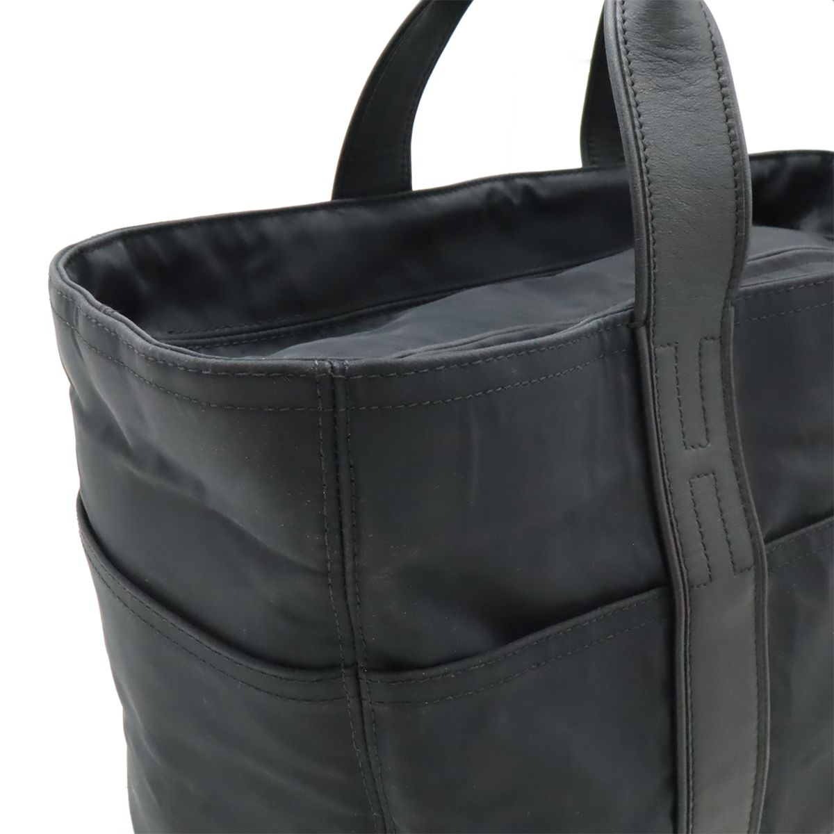 Hermes Acapulco MM Tote Nylon Leather Black