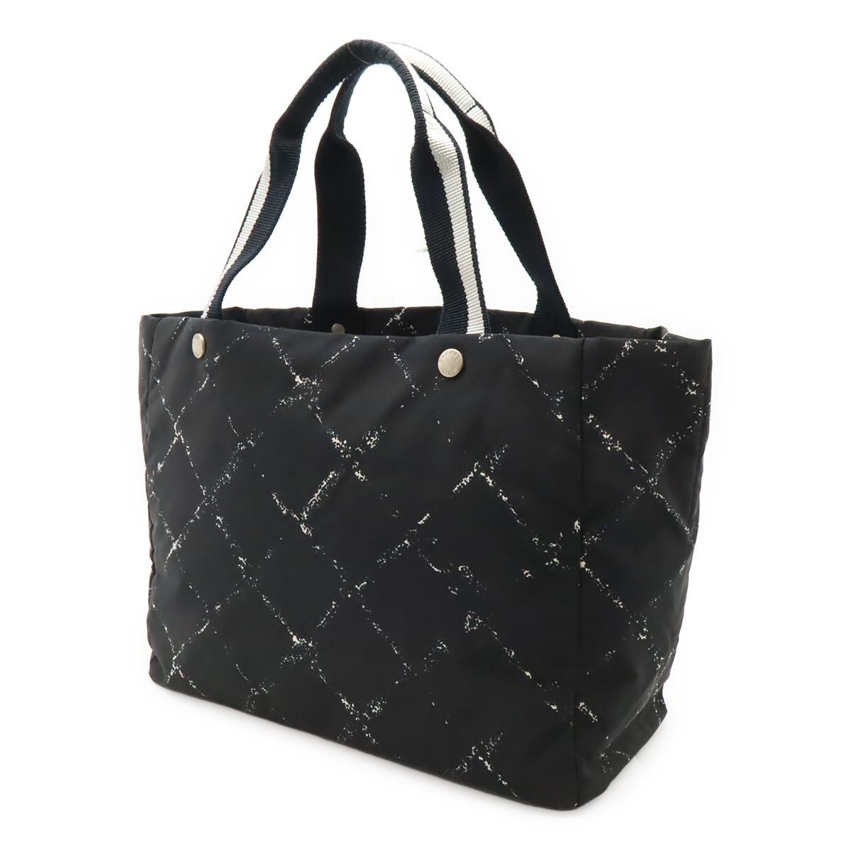 Chanel Vintage Travel Line Tote Shoulder Bag Nylon Black Red