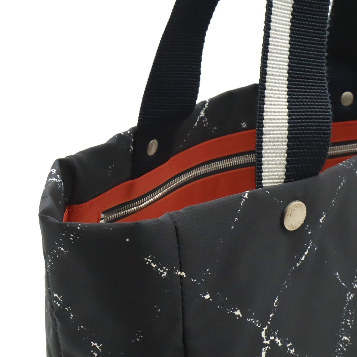 Chanel Vintage Travel Line Tote Shoulder Bag Nylon Black Red